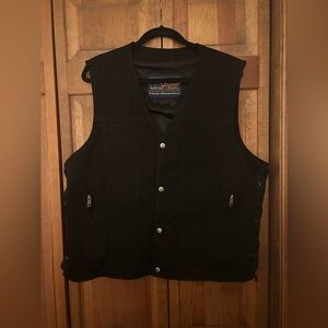 Daniel Smart Men’s Sz XL Black Cotton Utility Vest W/ Lace Up Details on Side